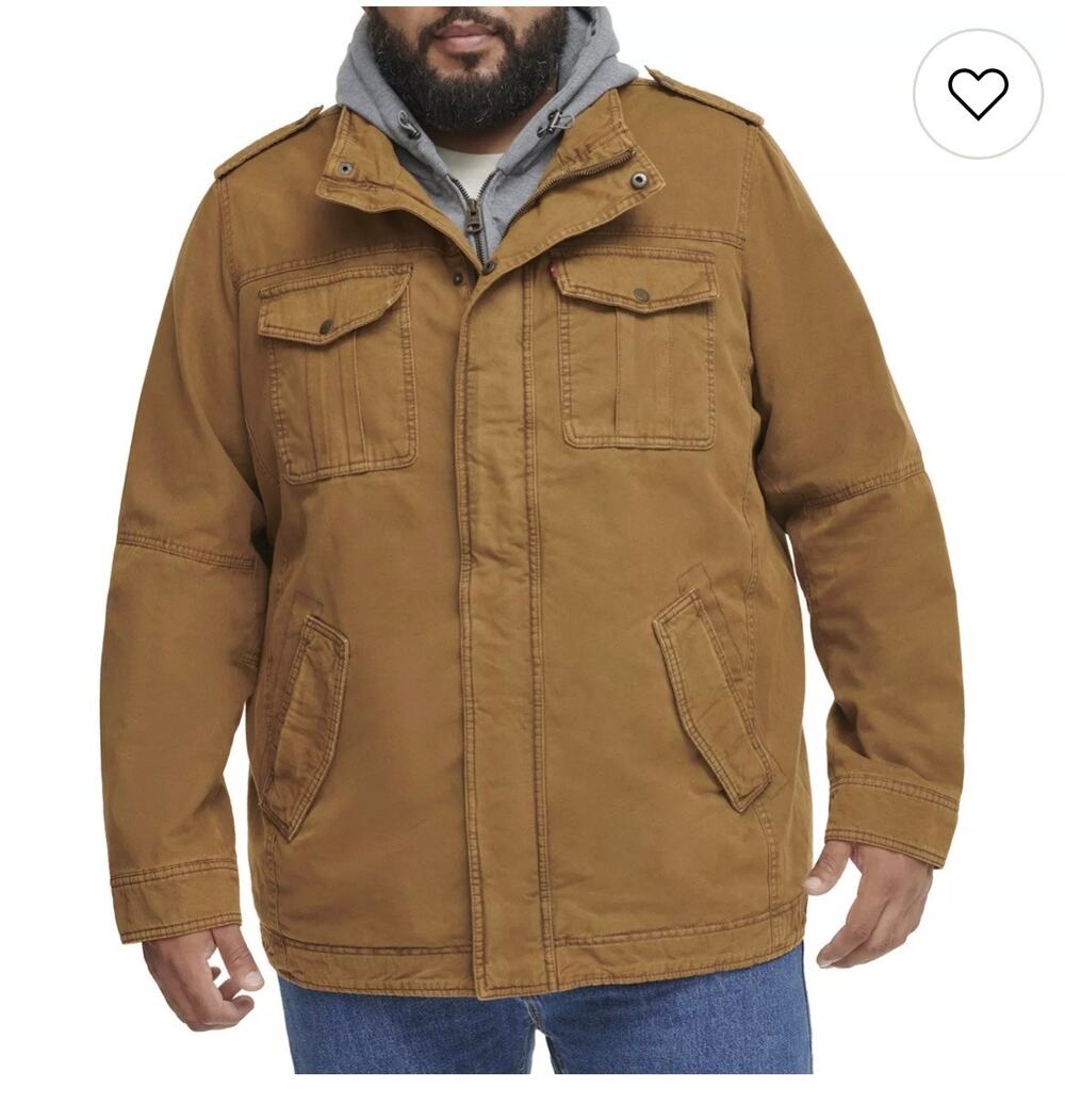 Levi's Sherpa Canvas Trucker Jacket Tan Large Tall